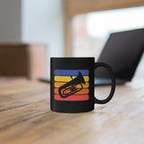 Vintage Grunge Lines Sunset - Tuba - 11oz Black Mug