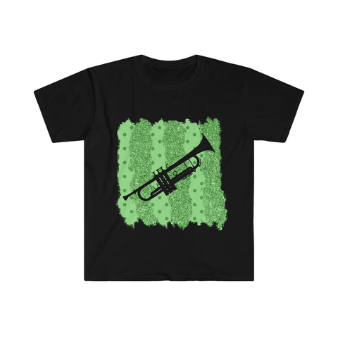 Vintage Green Glitter Dots - Trumpet - Unisex Softstyle T-Shirt