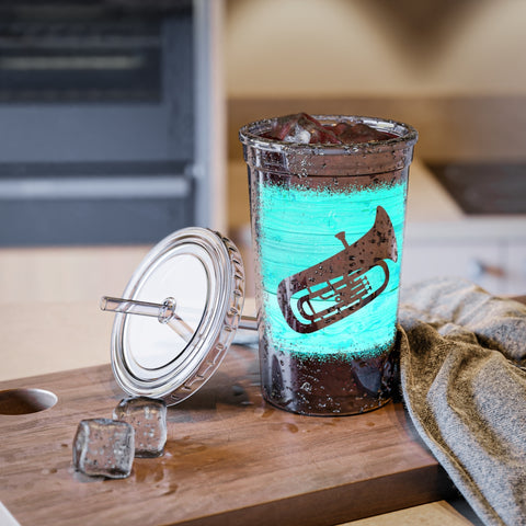 Vintage Turquoise Wood - Tuba - Suave Acrylic Cup