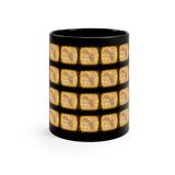 Vintage Yellow Burlap - Tenor Sax - 11oz Black Mug - Pattern