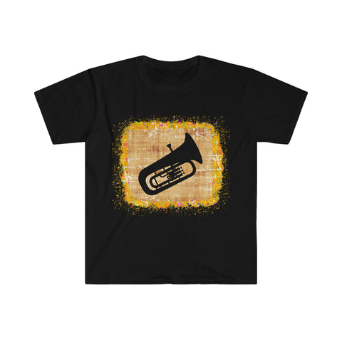 Vintage Yellow Burlap - Tuba - Unisex Softstyle T-Shirt