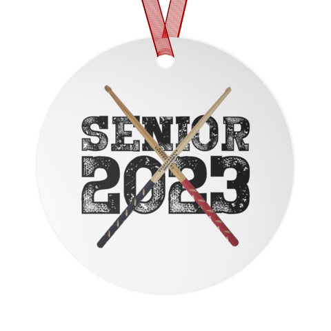Senior 2023 - Black Lettering - Drumsticks - Metal Ornament