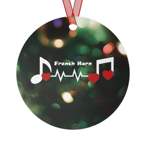 French Horn - Heartbeat - Metal Ornament