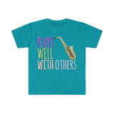 Plays Well With Others - Alto Sax - Unisex Softstyle T-Shirt
