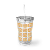 Vintage Yellow Burlap - Bass Drum - Suave Acrylic Cup - Pattern