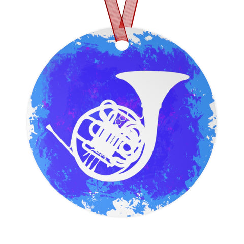 Vintage Blue Cloud - French Horn - Metallic Ornament