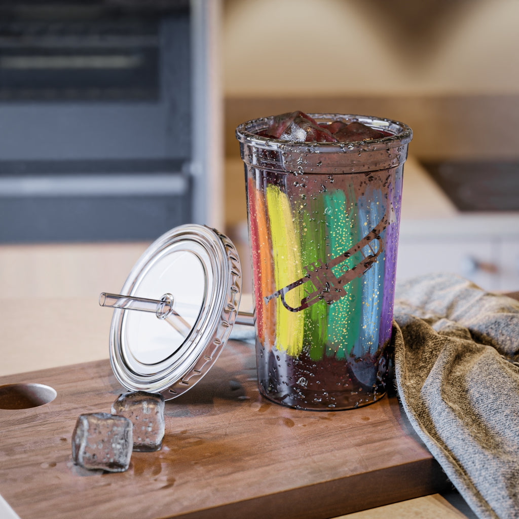 Vintage Rainbow Paint - Trumpet - Suave Acrylic Cup