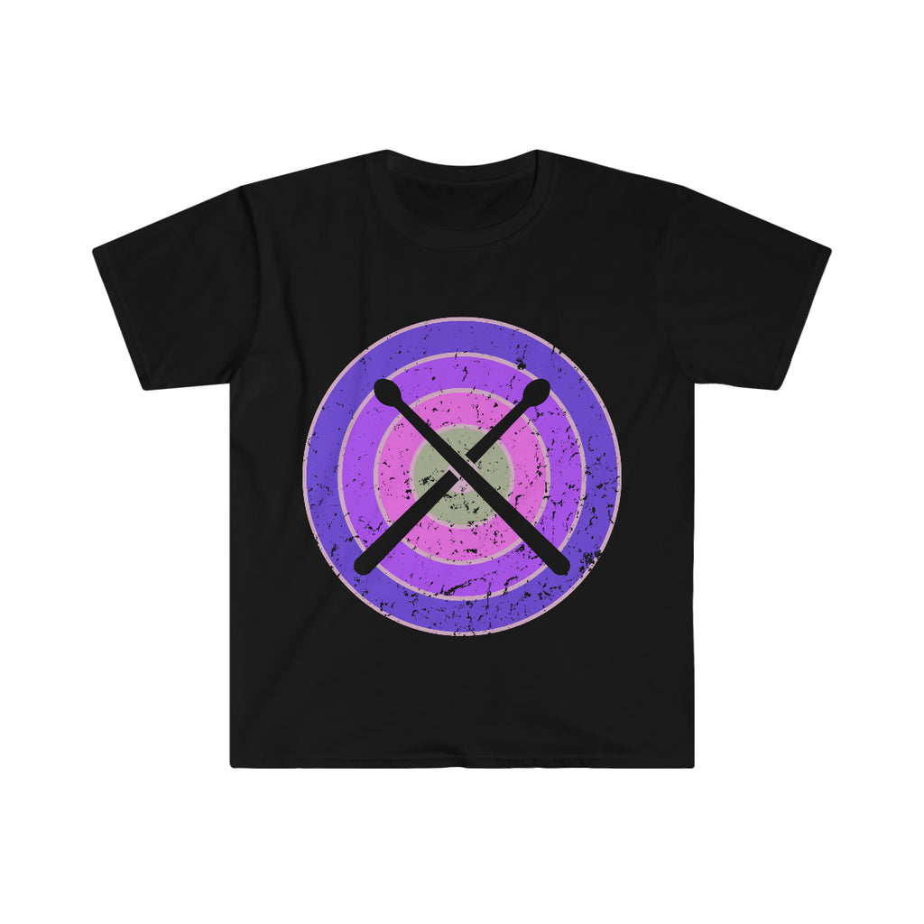 Vintage Grunge Purple Circle - Drumsticks - Unisex Softstyle T-Shirt