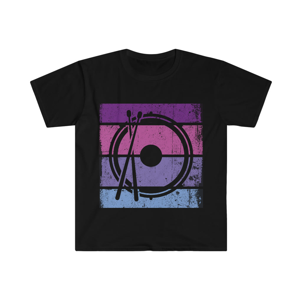 Vintage Grunge Purple Lines - Snare Drum - Unisex Softstyle T-Shirt