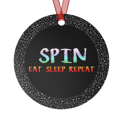 SPIN. Eat. Sleep. Repeat - Rainbow 4 - Color Guard - Metal Ornament