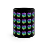 Vintage Rainbow Cloud Heart - Piccolo - 11oz Black Mug - Pattern
