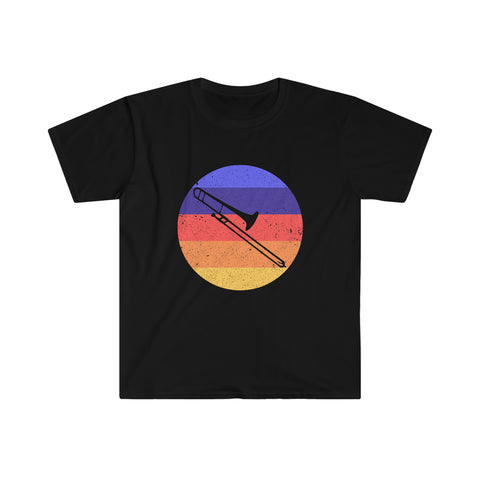 Vintage Grunge Circle Sunset - Trombone - Unisex Softstyle T-Shirt