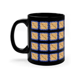 Vintage Blue Burlap - Piccolo - 11oz Black Mug - Pattern
