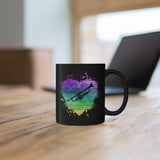 Vintage Rainbow Cloud Heart - Trumpet - 11oz Black Mug